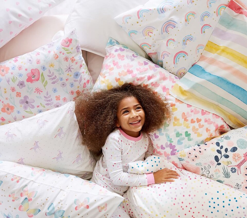 Organic Retro Heart Sheet Set & Pillowcase Pottery Barn Kids UK